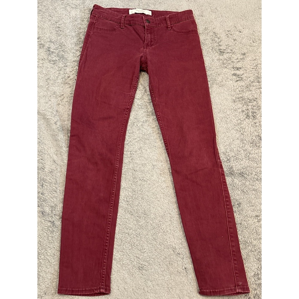Abercrombie & Fitch Jeans Womens 4/27 Red Maroon Denim Skinny Stretch Casual